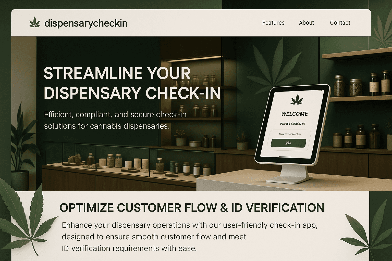 dispensarycheckin.com website mockup